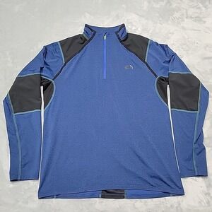 The North Face Shirt Mens L Blue FlashDry-XD 1/4 Zip Pullover Hiking Running
